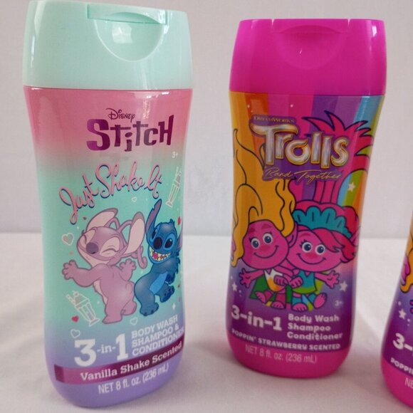 Disney Stitch & Trolls 4pc Bath Set Body Wash Shampoo 8oz Each New Sealed - Picture 7 of 7